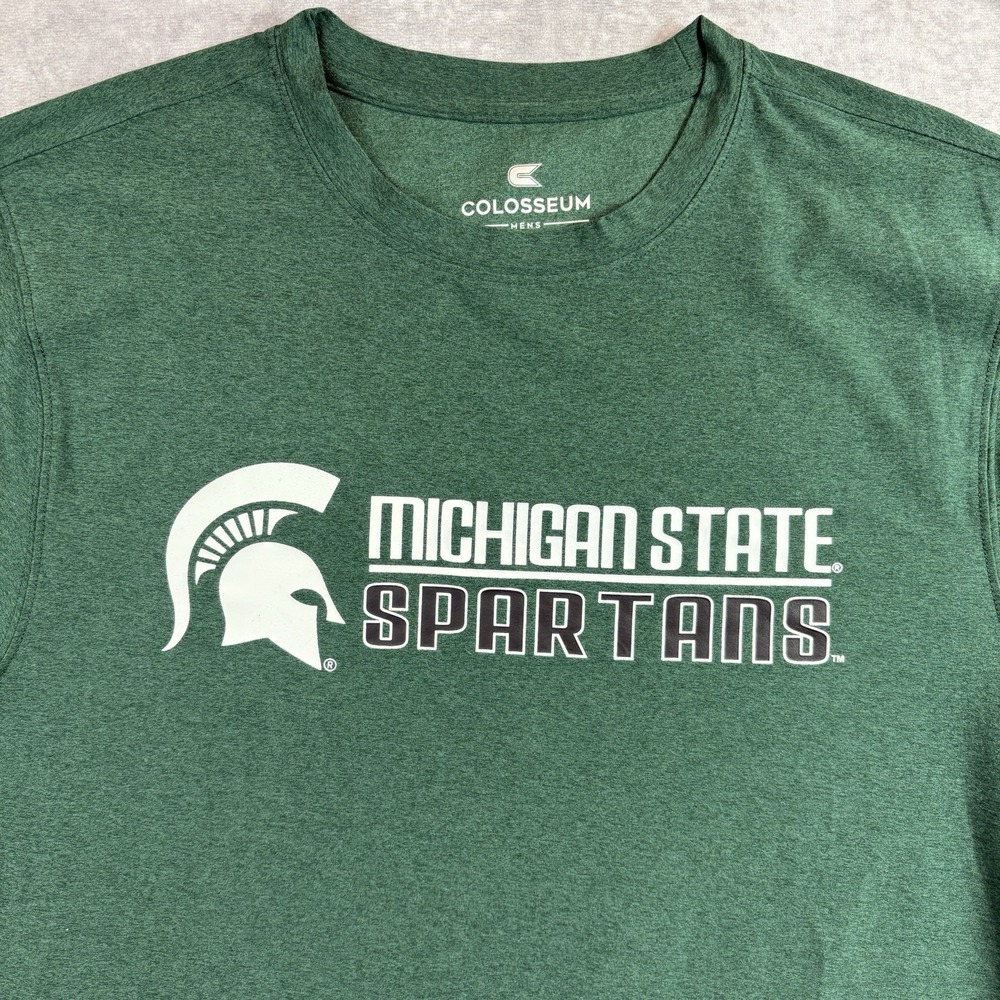 Michigan State Spartans T Shirt Mens L Green Stretch Performance Sample Rare NEW - Picture 3 of 8